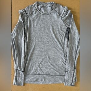 Lululemon Athletica Gray Striped Think Fast Long Sleeve